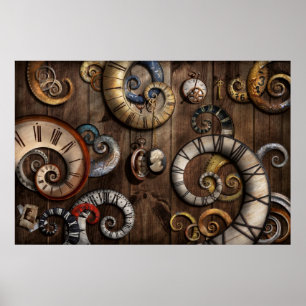 Poster Steampunk - horloge - machine de temps