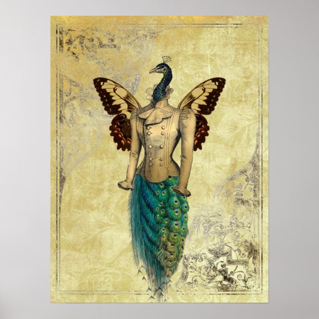 Poster Steampunk Imaginaire Peacock Gold (Devant)