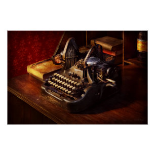 Poster Steampunk - La machine à écrire d'Oliver