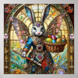 Poster Steampunk Lapin de Pâques Guerrier Angel