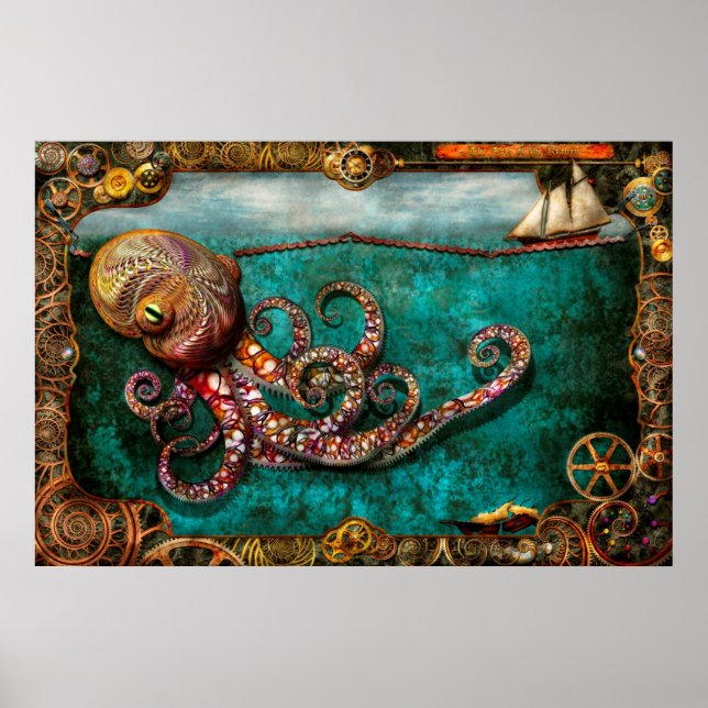 Poster Steampunk - L'histoire du Kraken (Devant)