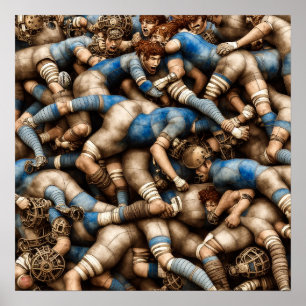 Poster Steampunk Rugby - Rugby Painting Print