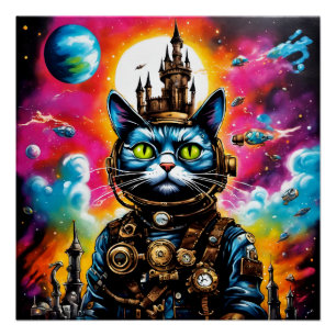 Poster Steampunk Space Cat II