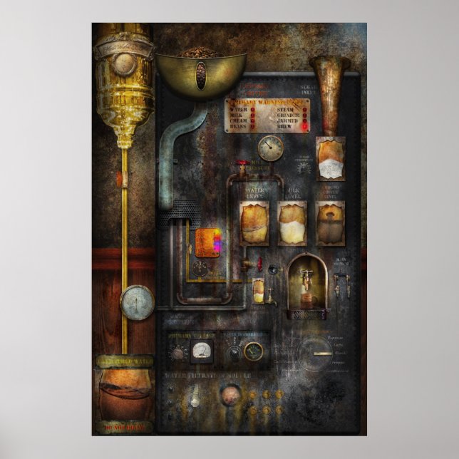 Poster Steampunk - Tout ça pour une tasse de café (Devant)