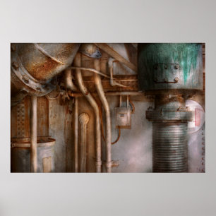 Poster Steampunk - tuyauterie - résumé industriel