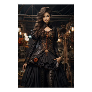 Poster Steampunk Victorian Cosplay Top Hat Gears