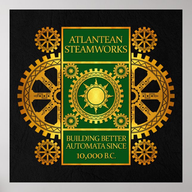 Poster Steamworks de l'Atlantique - Or et vert sur noir (Devant)