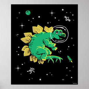 Poster Stegosaurus Dinos Tan Vert Dans L'Espace