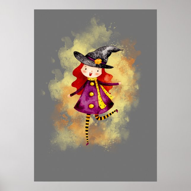 Poster Stellalunarts Halloween sorcière mignonne fille (Devant)