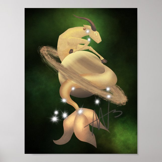 Poster Stellar Capricorn Saturn Zodiac (Devant)