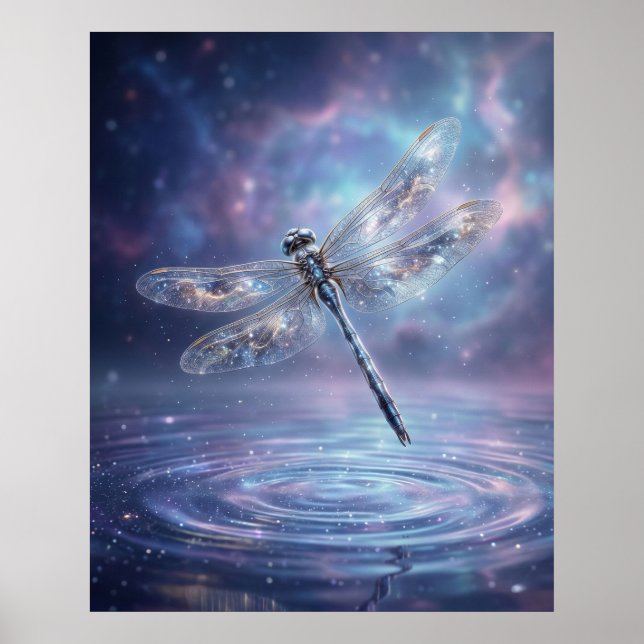Poster Stellar Dragonfly Cosmic Glow (Devant)