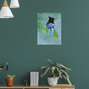 Poster Stellar Jay Bird Farmhouse Rustique Country Art