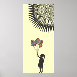 Poster StellaRoot Dreaming Girl Balloons Under the Sun