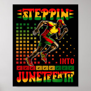 Poster Steppin Into Junetten Fier Afro Homme Courir