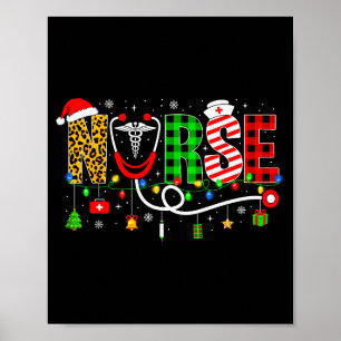 Poster Stéthoscope de Noël infirmière Pyjama de Noël infi