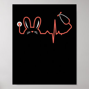 Poster Stethoscope lapin de Pâques Infirmière Docteur Rab