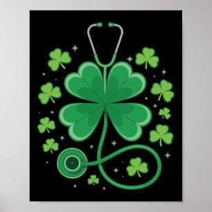 Poster Stéthoscope Shamrock Cadeaux de la Saint-Patrick p