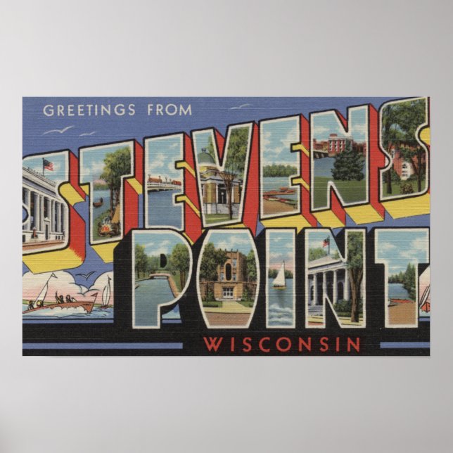 Poster Stevens Point, Wisconsin - Scènes de grandes lettr (Devant)