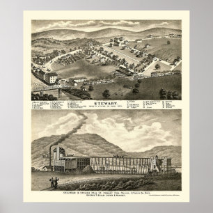 Poster Stewart, OH Carte panoramique - 1873