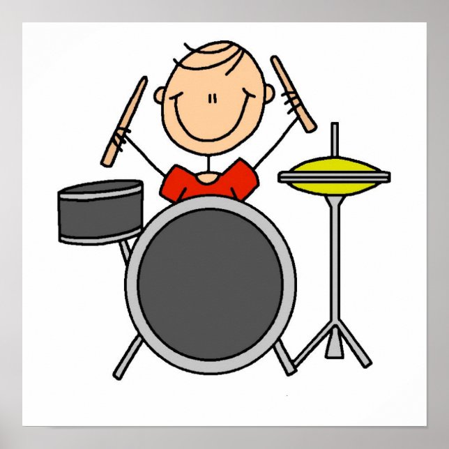 Poster Stick Figure Homme Drummer T-shirts et cadeaux (Devant)