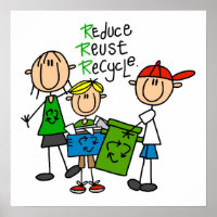 Stick Figure Réduire Réutiliser les T-shirts Recyc