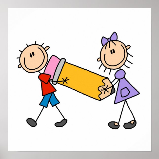 Poster Stick Kids With Pencil (Devant)