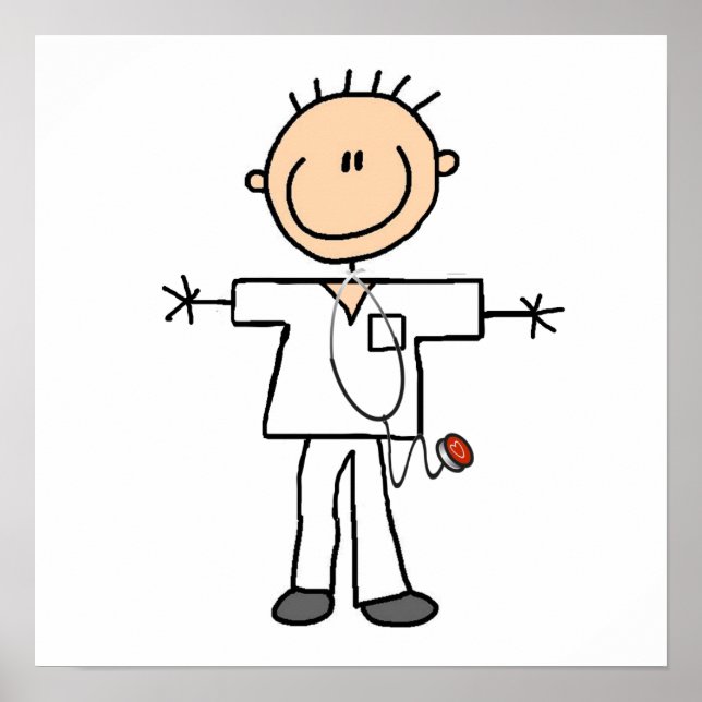 Poster Stick mâle Figure Infirmière T-shirts et cadeaux (Devant)
