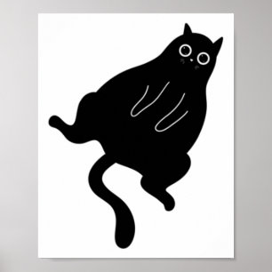 Poster Sticker en chat noir gras