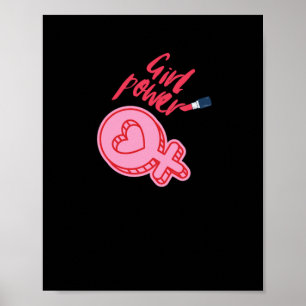Poster Sticker féministe rose Power Girl