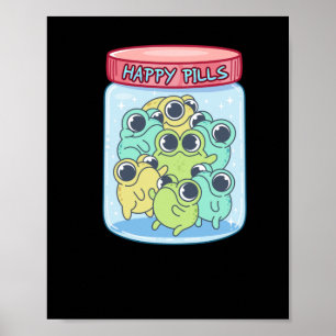 Poster Sticker Frogs Happy Pills