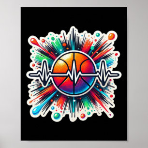 Poster Sticker Heartbeat De Basketball - Parfait Pour Les