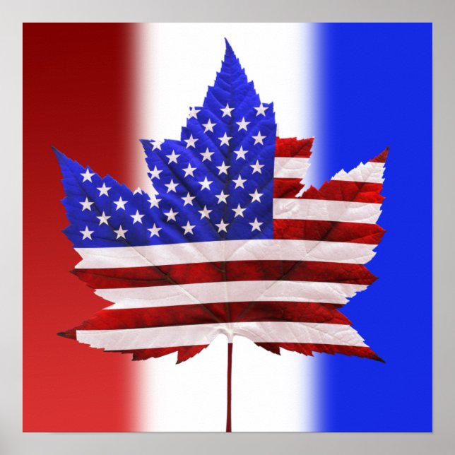 Poster Stickers Canada USA Stickers American Canadian Fla (Devant)
