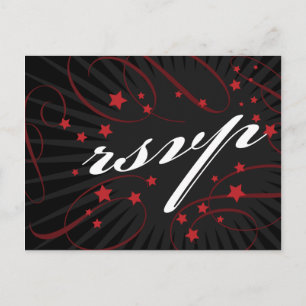 Poster-Stil-Rot-&-Schwarz-DIY-RSVP-Postkarte Einladungspostkarte