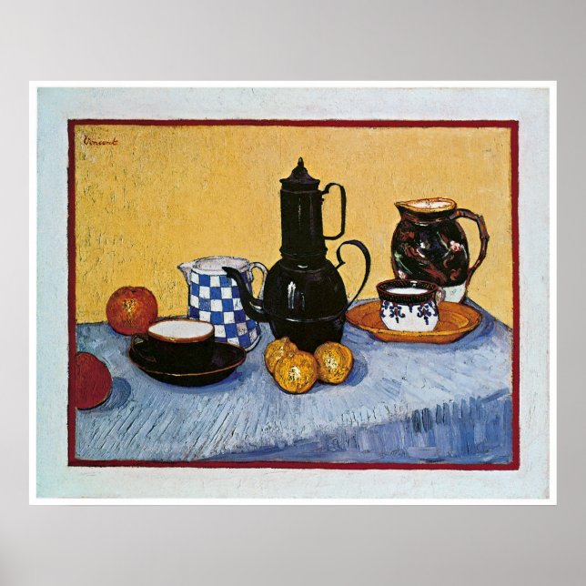 Poster Still Life with Coffee Pot par Vincent Van Gogh (Devant)