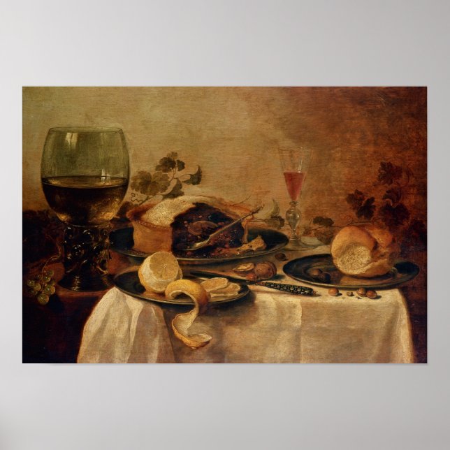 Poster Still Life with Fruit Pie, 1635 (Devant)