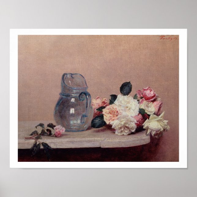 Poster Still with Roses, 1889 (oil on canvas) (Devant)