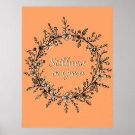 Poster Stillness en vert - Floral Wreath Line Art