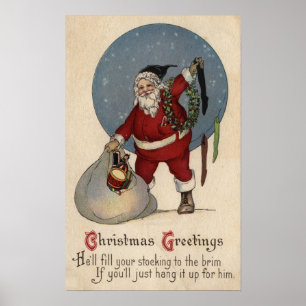 Poster Stockage de remplissage père Noël au bord