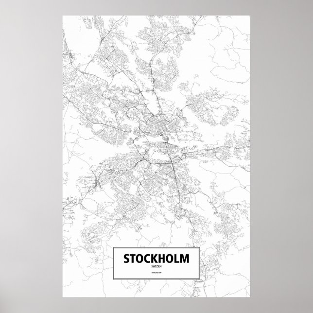 Poster Stockholm, Suède (noir sur blanc) (Devant)