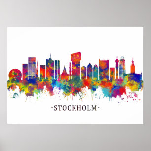 Poster Stockholm Suède Skyline