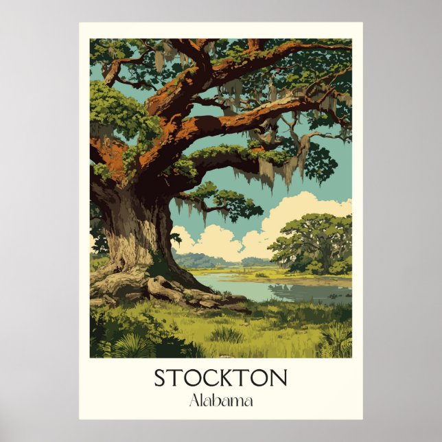 Poster Stockton Alabama Ancient Oak Trees (Devant)