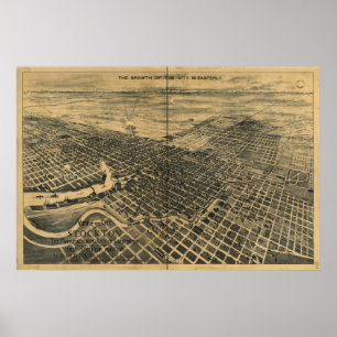 Poster Stockton California 1895 Carte panoramique