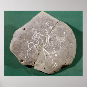 Poster Stone inscribed with a hunter in the desert