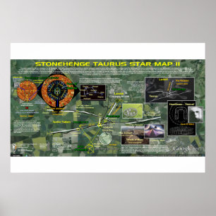 Poster Stonehenge - carte d'étoile de Taureau 2