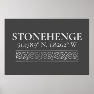 Poster Stonehenge Latitude Longitude foncé