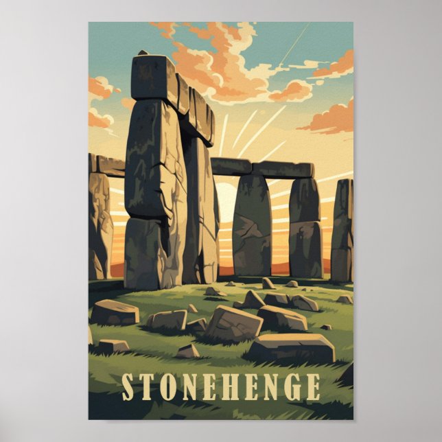 Poster Stonehenge Royaume-Uni Famous Travel Place (Devant)