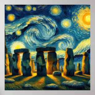 Poster Stonehenge sous les étoiles
