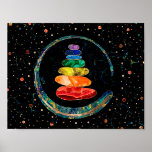 Poster Stones Zen Chakras et cercle Enso