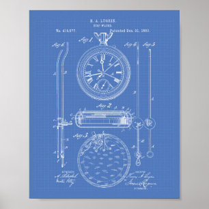Poster Stop Watch 1889 Patent Art Blueprint