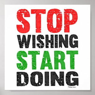 Poster Stop Wishing Start Doing Retro Style